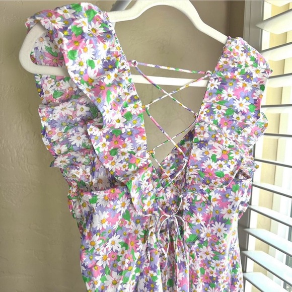 Umgee Cotton Floral Mini Dress with Ruffle Accents Size Medium - Picture 4 of 6